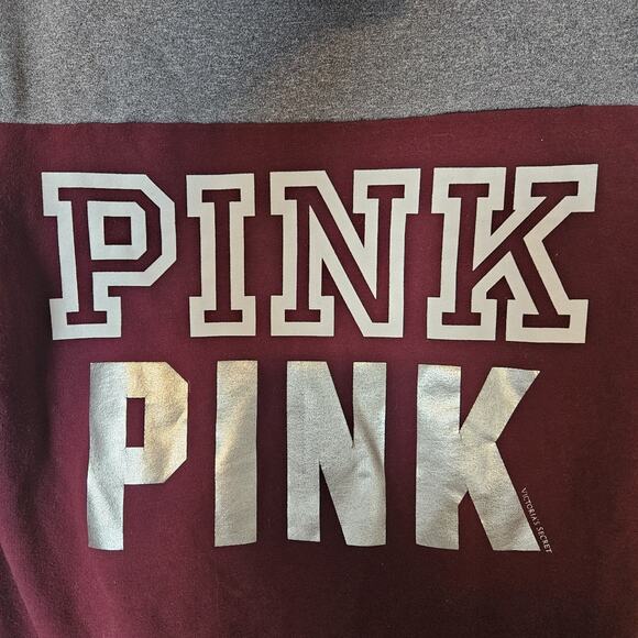 Victoria Secret Pink Small Graphic Jacket Full Zip Logo Y2k Loungewear Burgundy - Picture 3 of 8